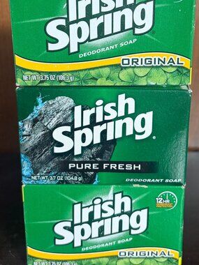 Irish Spring 3.7 oz Bar Soap 2 Original and 1 Pure Fresh *DISCONTINUED* NIB